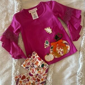 Bonnie Baby Set with Pumpkin and Leaf Appliqué